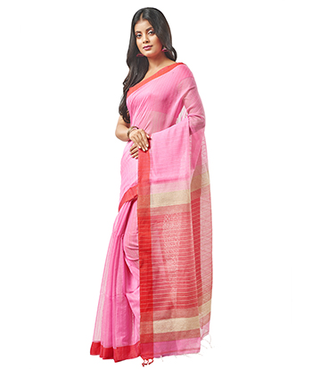 Buy BENGAL HANDLOOM Woven Daily Wear Pure Cotton Green, Pink Sarees Online  @ Best Price In India | Flipkart.com
